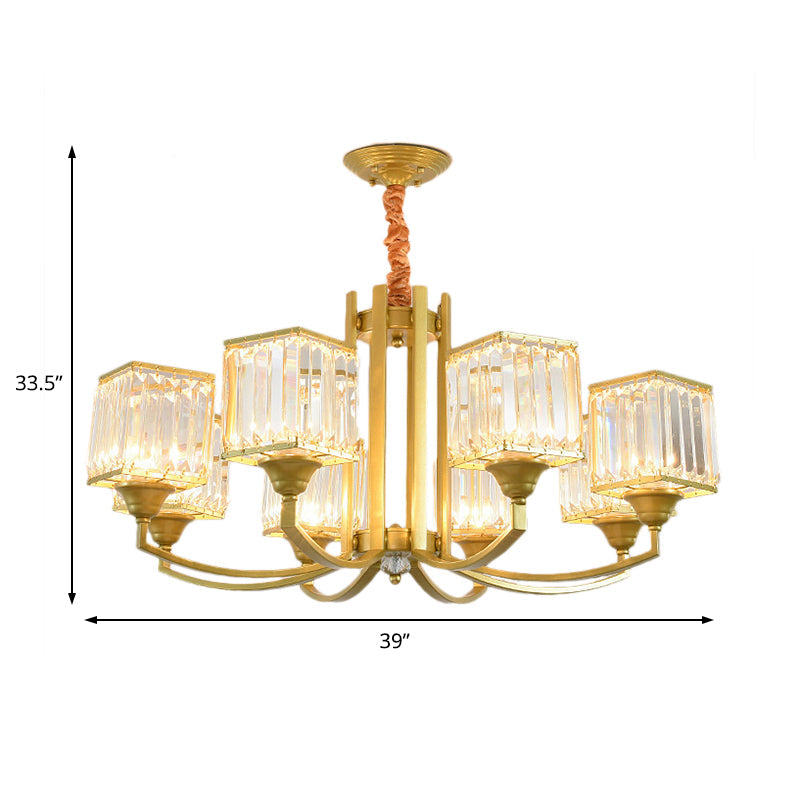 Minimalist Crystal Sputnik Chandelier Pendant Light - Gold Finish (3/6/8 Lights) For Living Room