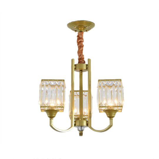 Minimalist Crystal Sputnik Chandelier Pendant Light - Gold Finish (3/6/8 Lights) For Living Room