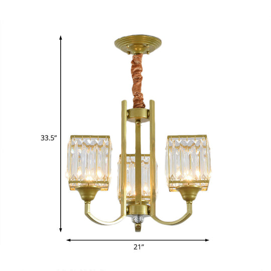 Minimalist Crystal Sputnik Chandelier Pendant Light - Gold Finish (3/6/8 Lights) For Living Room