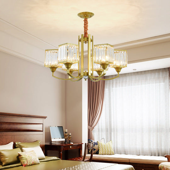 Minimalist Crystal Sputnik Chandelier Pendant Light - Gold Finish (3/6/8 Lights) For Living Room