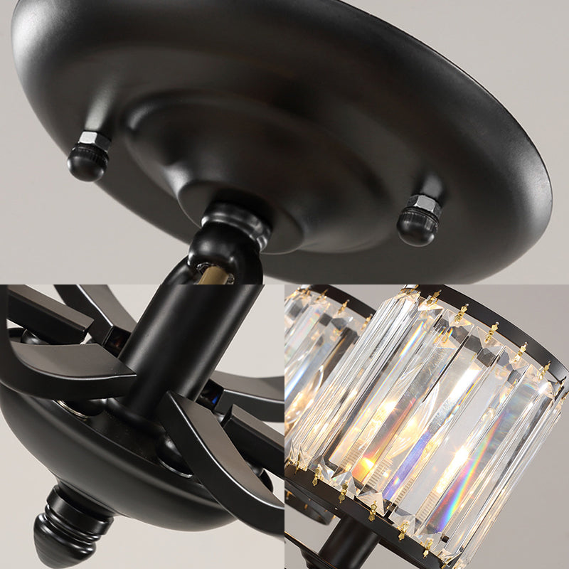 Modern Black Crystal Chandelier Lamp - 3/6/8 Lights Living Room Hanging Light Kit