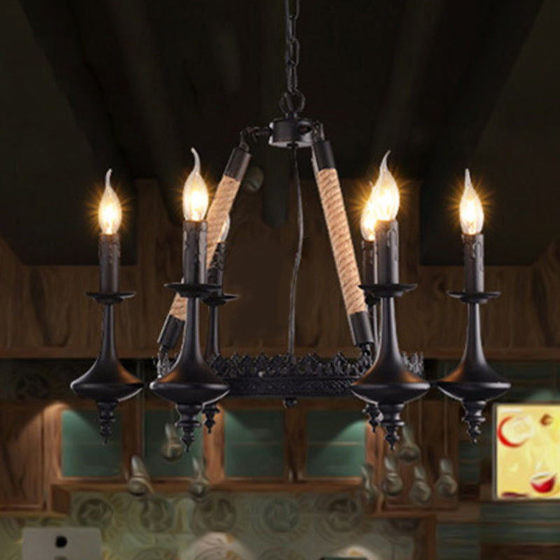 Black Retro Candelabra Chandelier For Dining Room Suspension Lighting 6 /