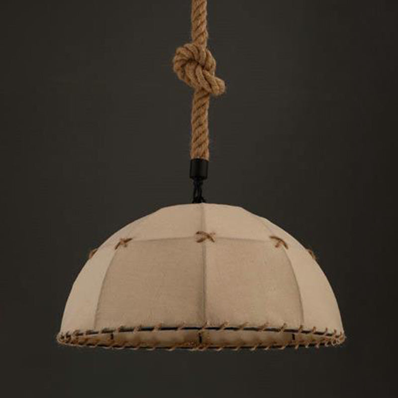 Geometric Antique Pendant Light With Metallic Shade And Hemp Rope For Restaurants Brown / Small B