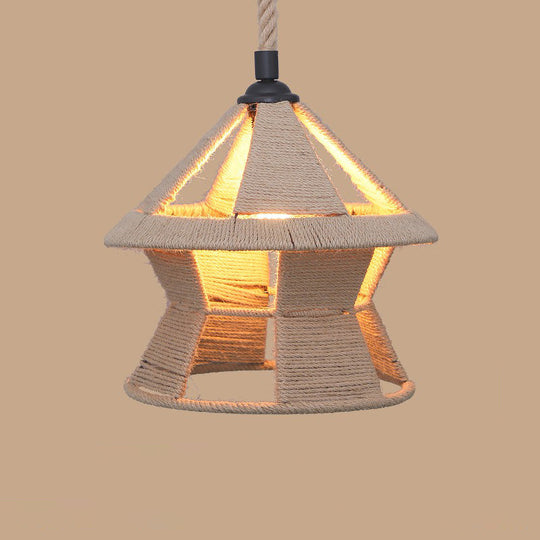 Hemp Rope Pendant Light With Rustic Charm - Brown Bulb Included / C