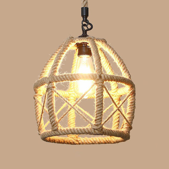 Hemp Rope Pendant Light With Rustic Charm - Brown Bulb Included / D