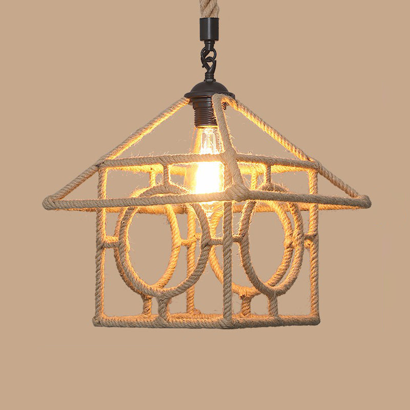 Hemp Rope Pendant Light With Rustic Charm - Brown Bulb Included / J