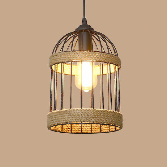 Hemp Rope Pendant Light With Rustic Charm - Brown Bulb Included / N