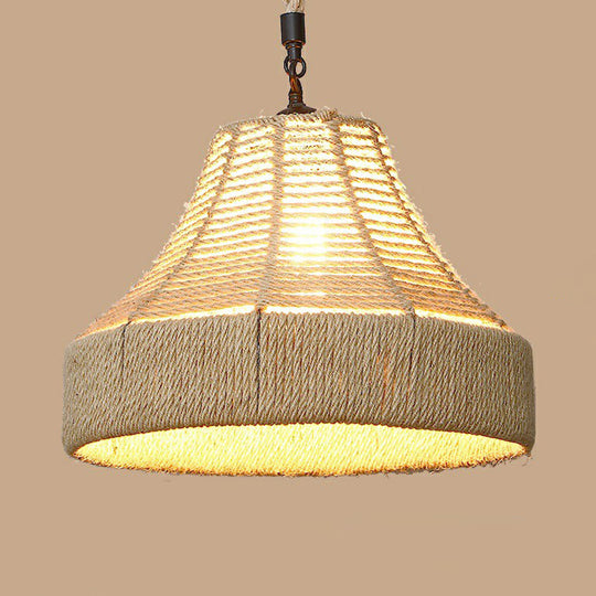 Hemp Rope Pendant Light With Rustic Charm - Brown Bulb Included / G