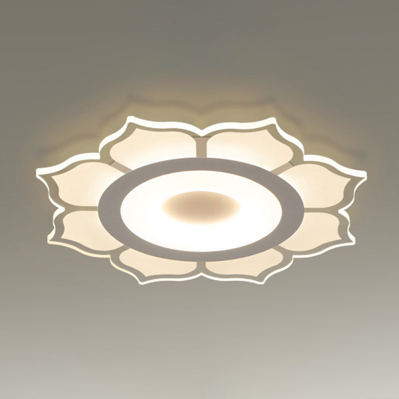 Minimalist Lotus Flush Mount LED Lighting for Living Room - Clear Acrylic Fixture