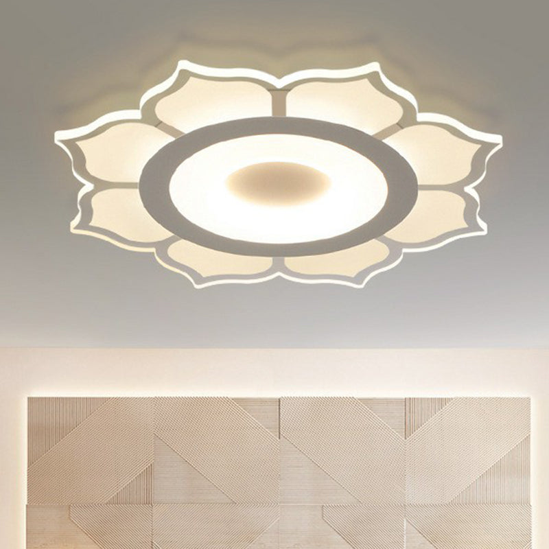 Minimalist Lotus Flush Mount LED Lighting for Living Room - Clear Acrylic Fixture