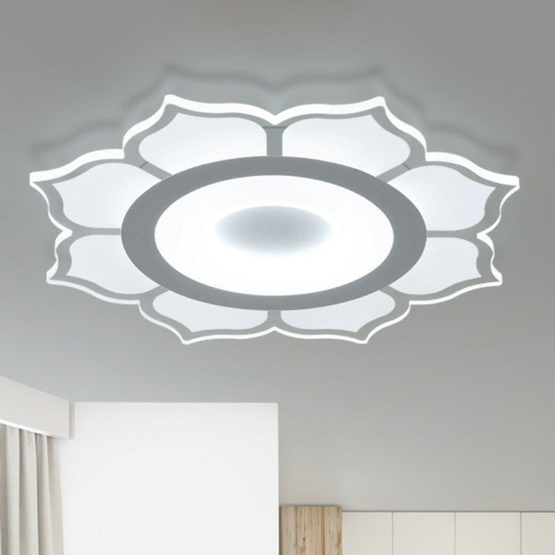 Minimalist Lotus Flush Mount LED Lighting for Living Room - Clear Acrylic Fixture