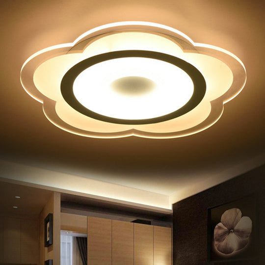 Modern Clear Acrylic Floral LED Flushmount Ceiling Light for Living Rooms