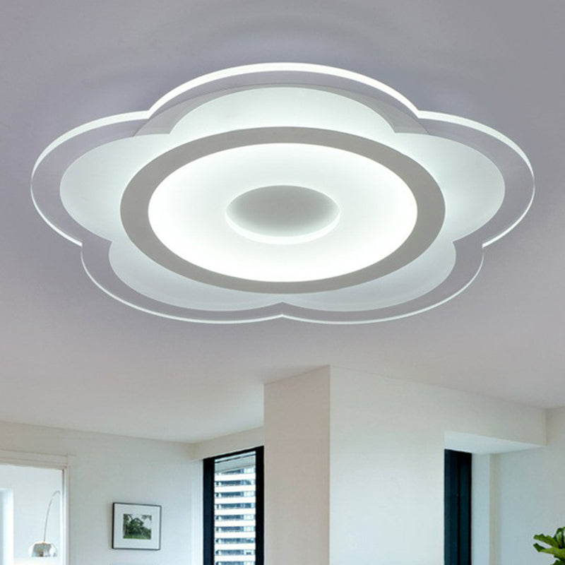 Modern Clear Acrylic Floral LED Flushmount Ceiling Light for Living Rooms