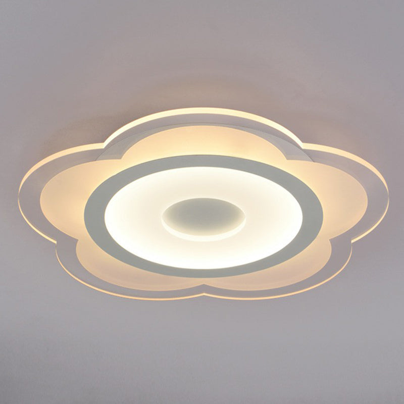 Modern Clear Acrylic Floral LED Flushmount Ceiling Light for Living Rooms