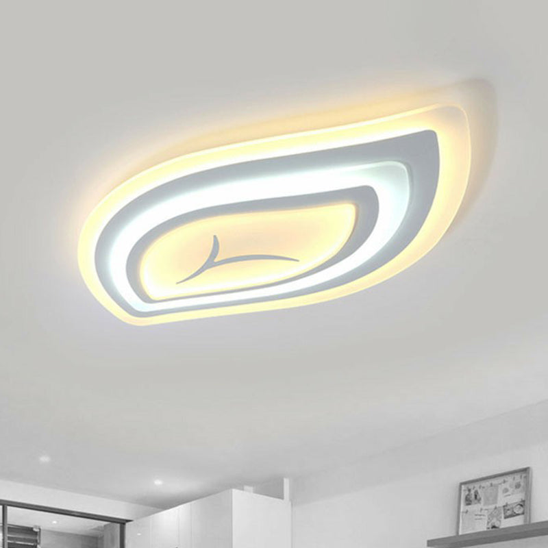 Simplicity Acrylic Living Room Led Flush Mount Ceiling Light In White