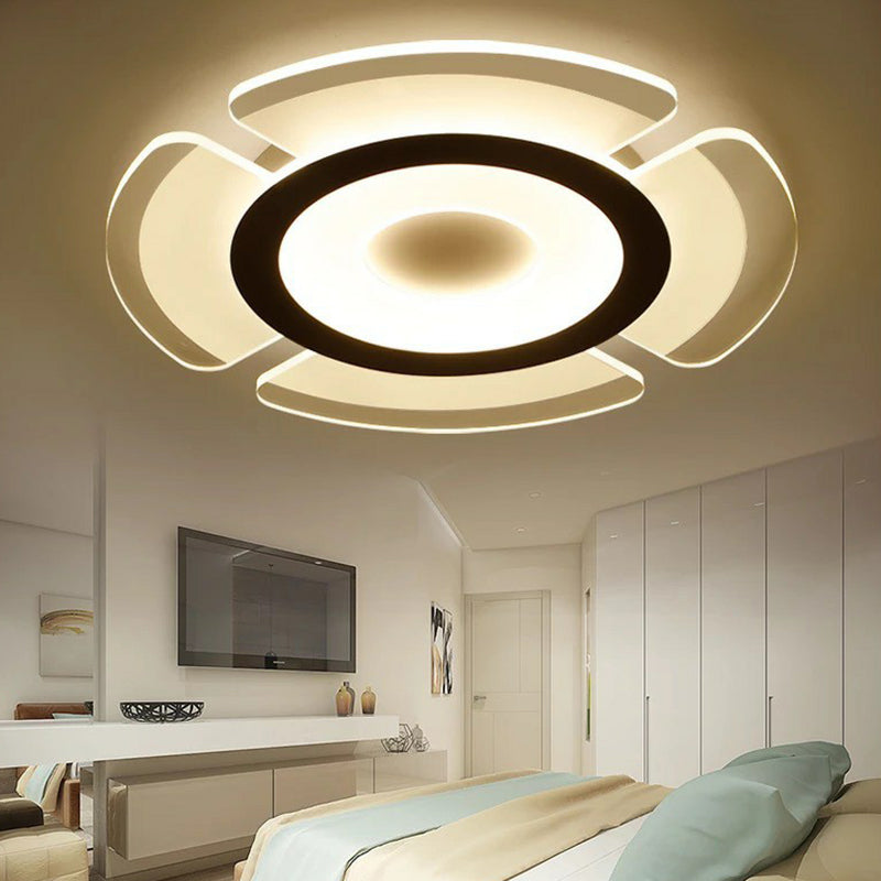 Minimalist Clear Led Flush Mount Fixture For Living Room - Metallic Circular Lighting