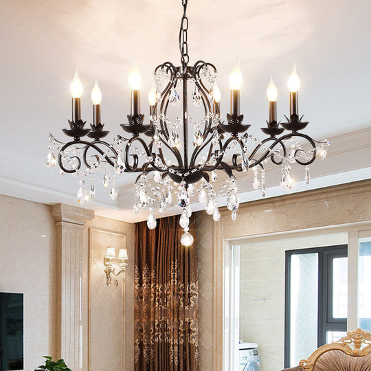 Modern Crystal Chandelier - Black Candle Ceiling Pendant Light Fixture (6/8 Bulbs) 8 /