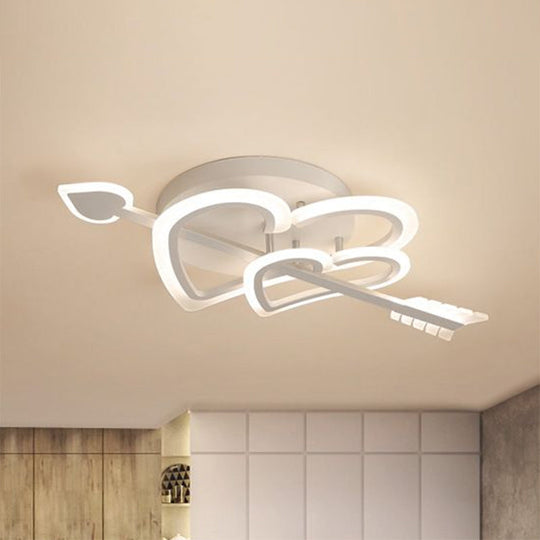 Nordic White Heart & Arrow Led Flush Mount For Bedroom Lighting