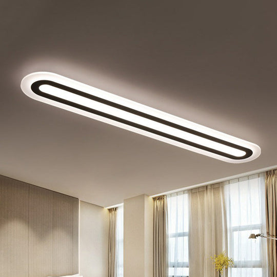 Minimalist White LED Flush Mount Lighting Fixture - Perfect for Living Room