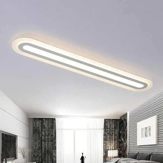 Minimalist White LED Flush Mount Lighting Fixture - Perfect for Living Room