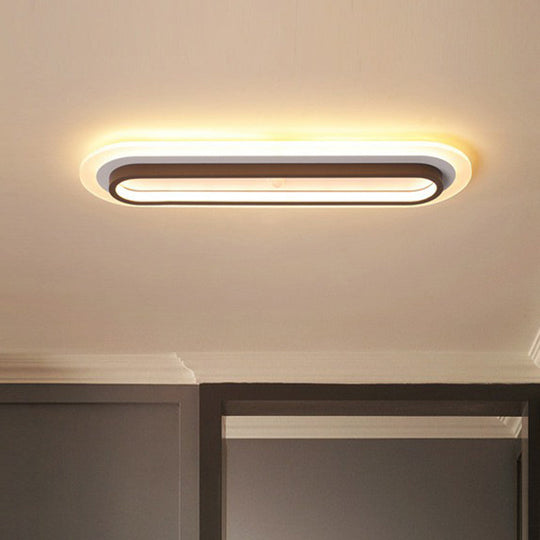 Contemporary Coffee Linear Flush Ceiling Light - Metal LED Flush Mount for Corridor Lighting