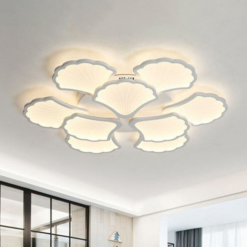 Modern Metallic Semi Flush LED Ceiling Light for Living Room in White