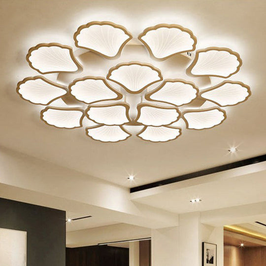 Modern Metallic Semi Flush LED Ceiling Light for Living Room in White