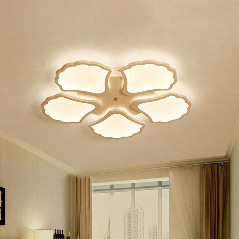 Modern Metallic Semi Flush LED Ceiling Light for Living Room in White