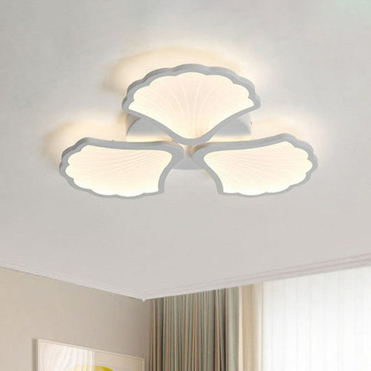 Modern Metallic Semi Flush LED Ceiling Light for Living Room in White