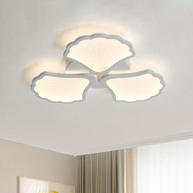 Modern Metallic Semi Flush Led Ceiling Light For Living Room In White 3 / Warm