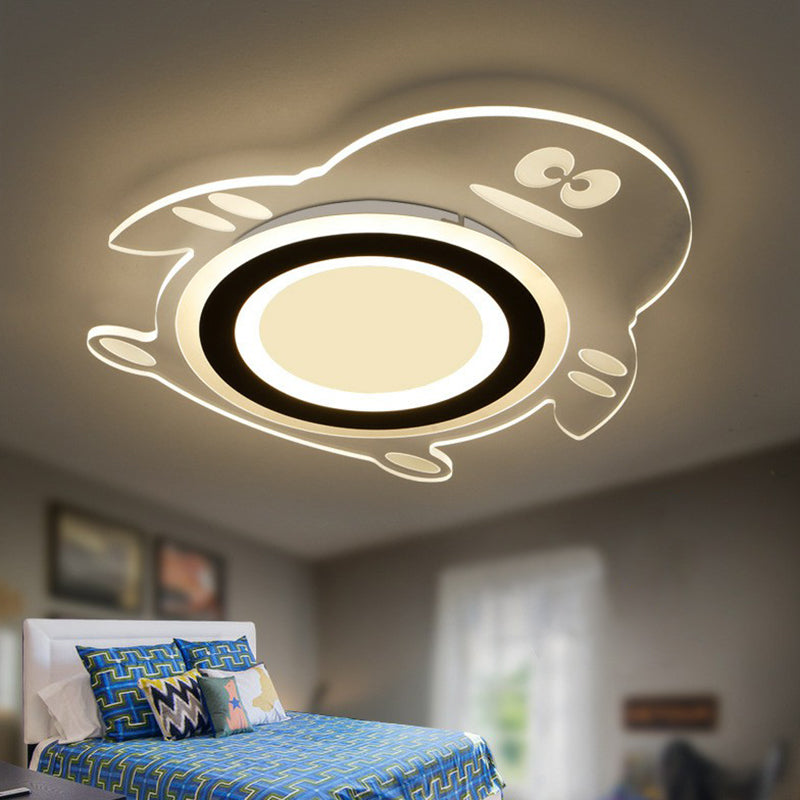 Penguin Led Flush Mount Ceiling Light For Bedrooms Clear / Warm