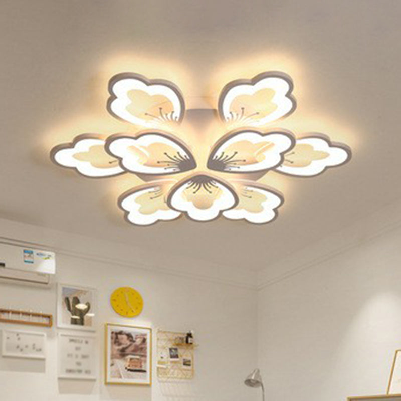 Contemporary Floral LED Flush Mount Ceiling Light - Acrylic Living Room Fixture