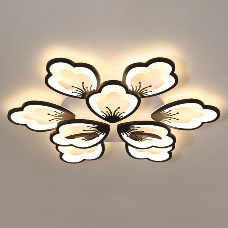 Contemporary Floral LED Flush Mount Ceiling Light - Acrylic Living Room Fixture