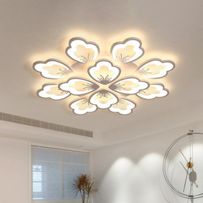 Contemporary Floral LED Flush Mount Ceiling Light - Acrylic Living Room Fixture