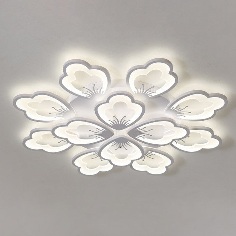 Contemporary Floral LED Flush Mount Ceiling Light - Acrylic Living Room Fixture