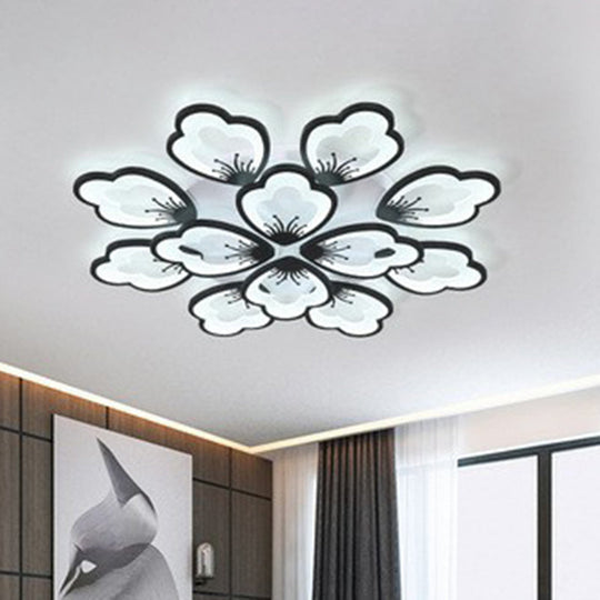 Contemporary Floral LED Flush Mount Ceiling Light - Acrylic Living Room Fixture