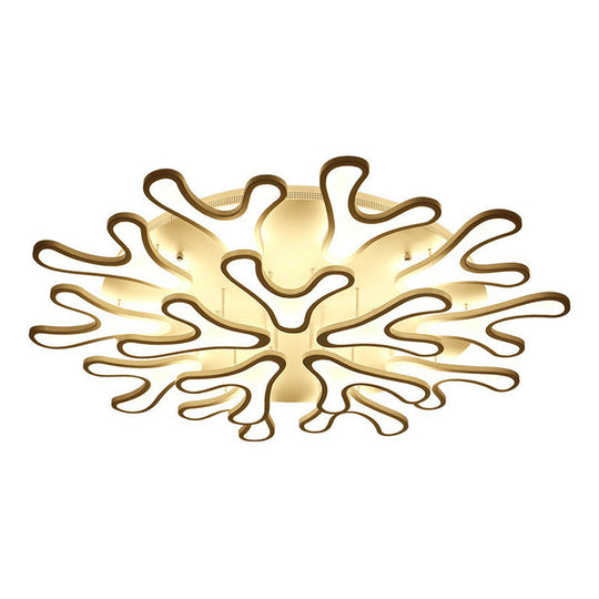 White Acrylic LED Coral Semi Flush Ceiling Light Fixture - Modern Style