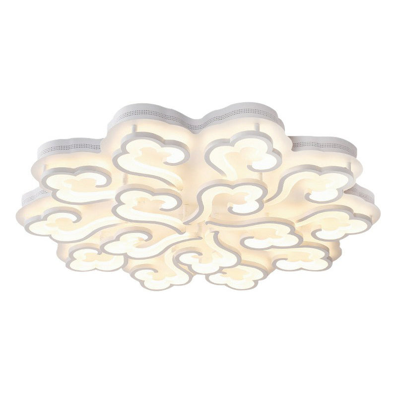 Modern White Auspicious Cloud Led Semi Flush Acrylic Ceiling Light For Living Room