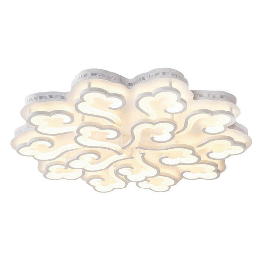 Modern White Auspicious Cloud Led Semi Flush Acrylic Ceiling Light For Living Room