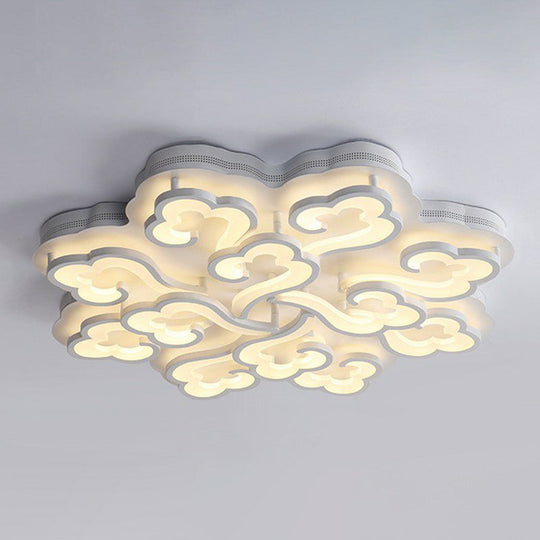 Modern White Auspicious Cloud Led Semi Flush Acrylic Ceiling Light For Living Room