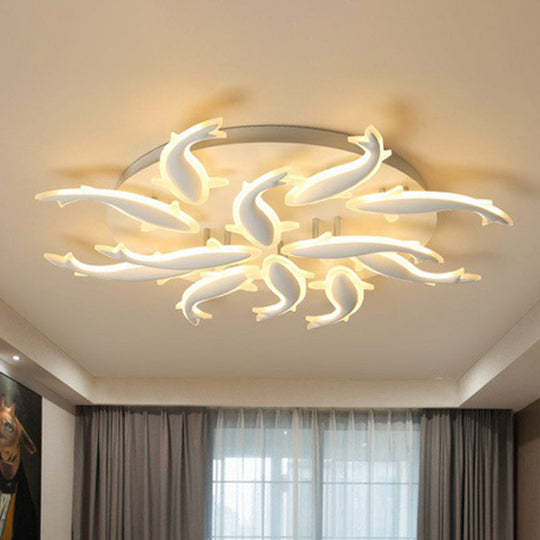 Contemporary Acrylic White Led Fish Flush Mount Light - Stylish Ceiling Lighting For Living Room 12