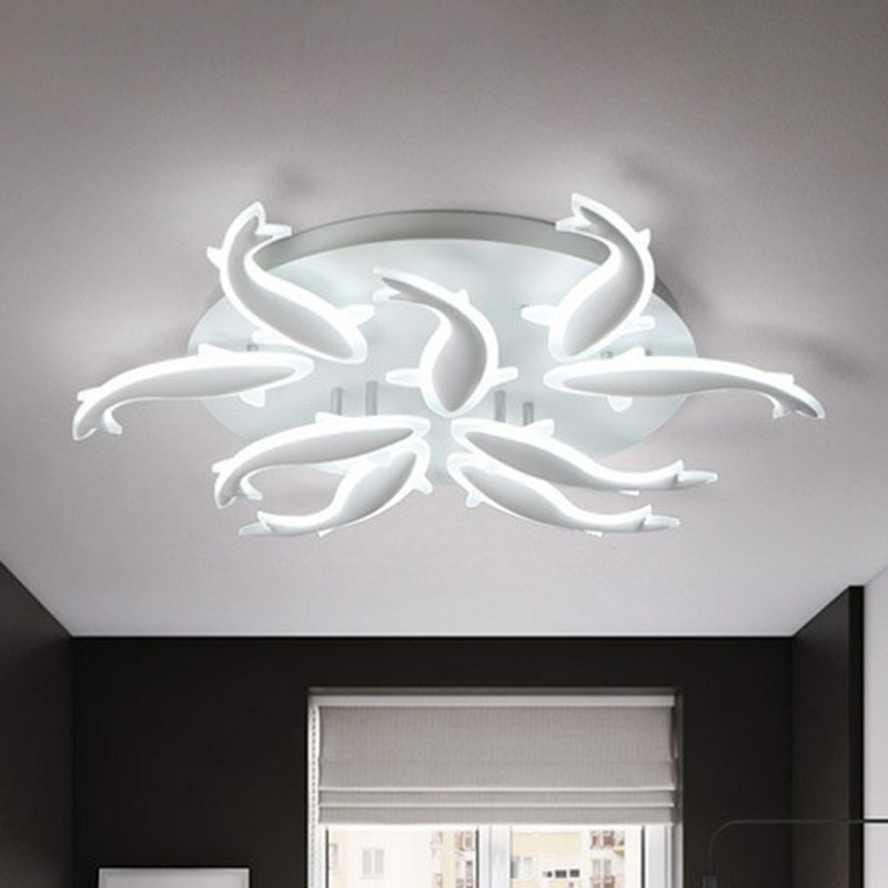 Contemporary Acrylic White Led Fish Flush Mount Light - Stylish Ceiling Lighting For Living Room 9 /