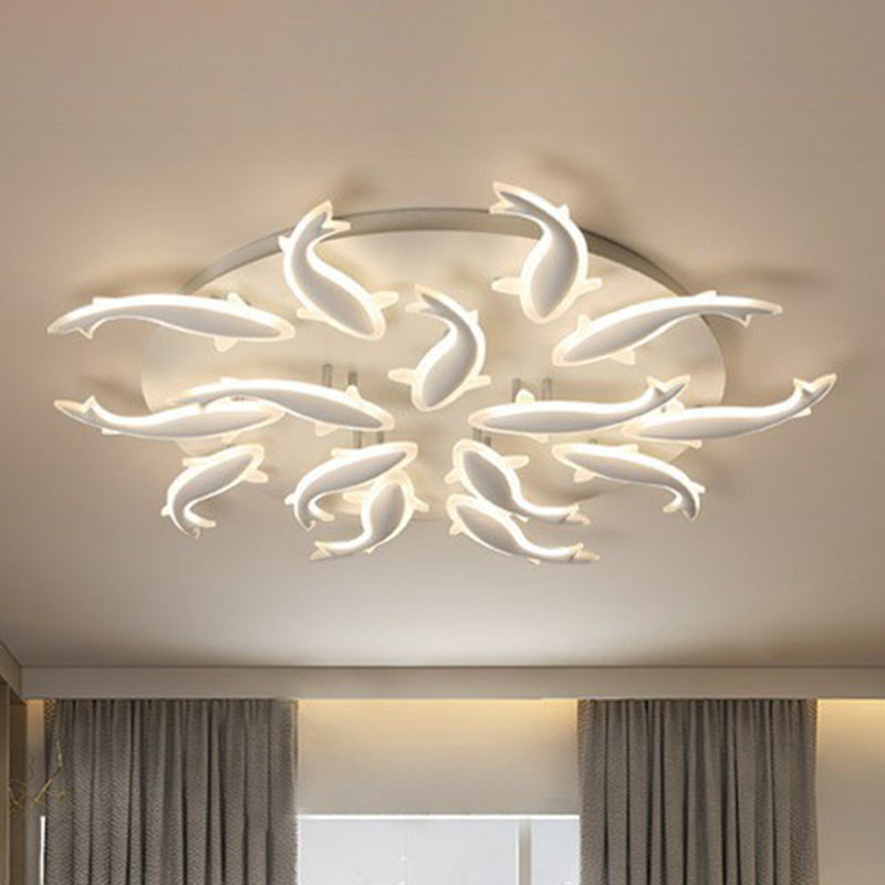 Contemporary Acrylic White Led Fish Flush Mount Light - Stylish Ceiling Lighting For Living Room 15