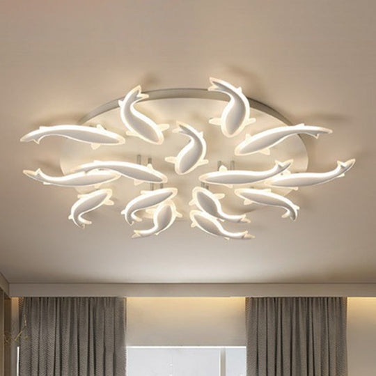 Contemporary Acrylic White Led Fish Flush Mount Light - Stylish Ceiling Lighting For Living Room 15