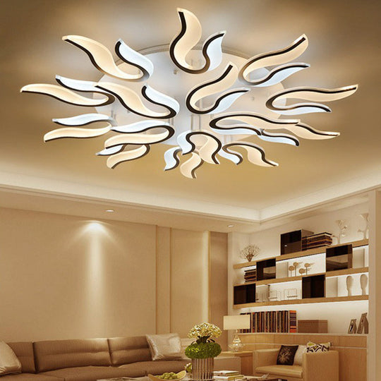 Spark Living Room Led Semi Flush Light - Acrylic Nordic Style Ceiling Mount White 15 / Warm