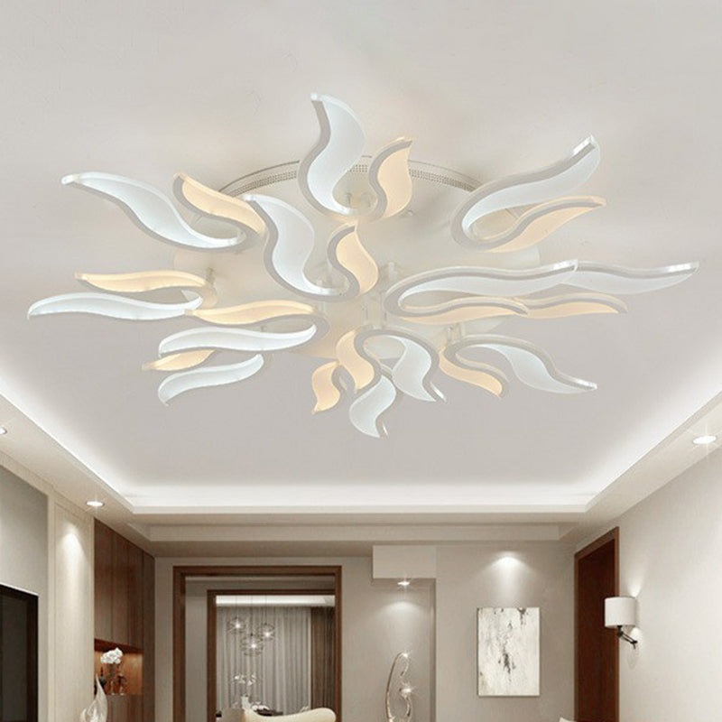 Spark Living Room Led Semi Flush Light - Acrylic Nordic Style Ceiling Mount White 12 / Warm