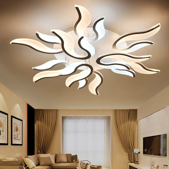 Spark Living Room Led Semi Flush Light - Acrylic Nordic Style Ceiling Mount White 9 / Warm