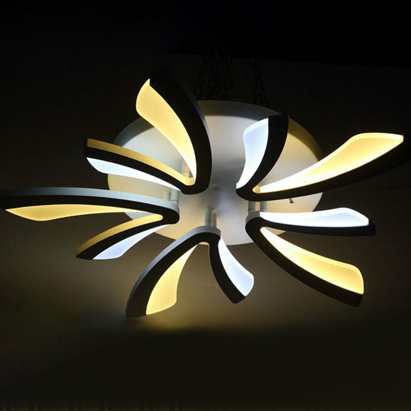 Minimalist Dandelion Ceiling Light In White: Acrylic Led Semi Flush Mount For Living Room 5 / White