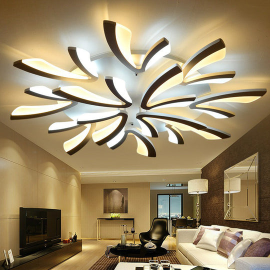 Minimalist Dandelion Ceiling Light In White: Acrylic Led Semi Flush Mount For Living Room 12 / White