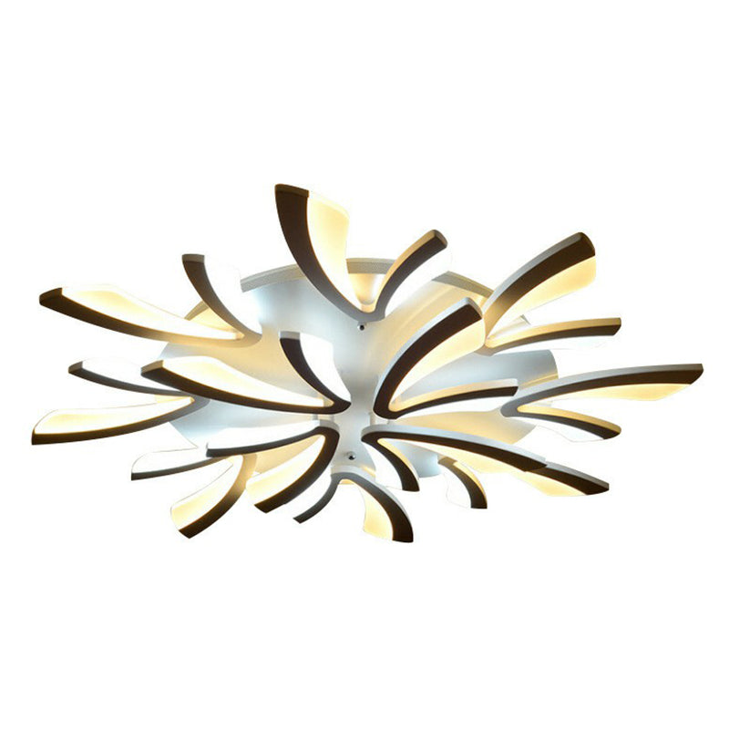 Minimalist Dandelion Ceiling Light In White: Acrylic Led Semi Flush Mount For Living Room